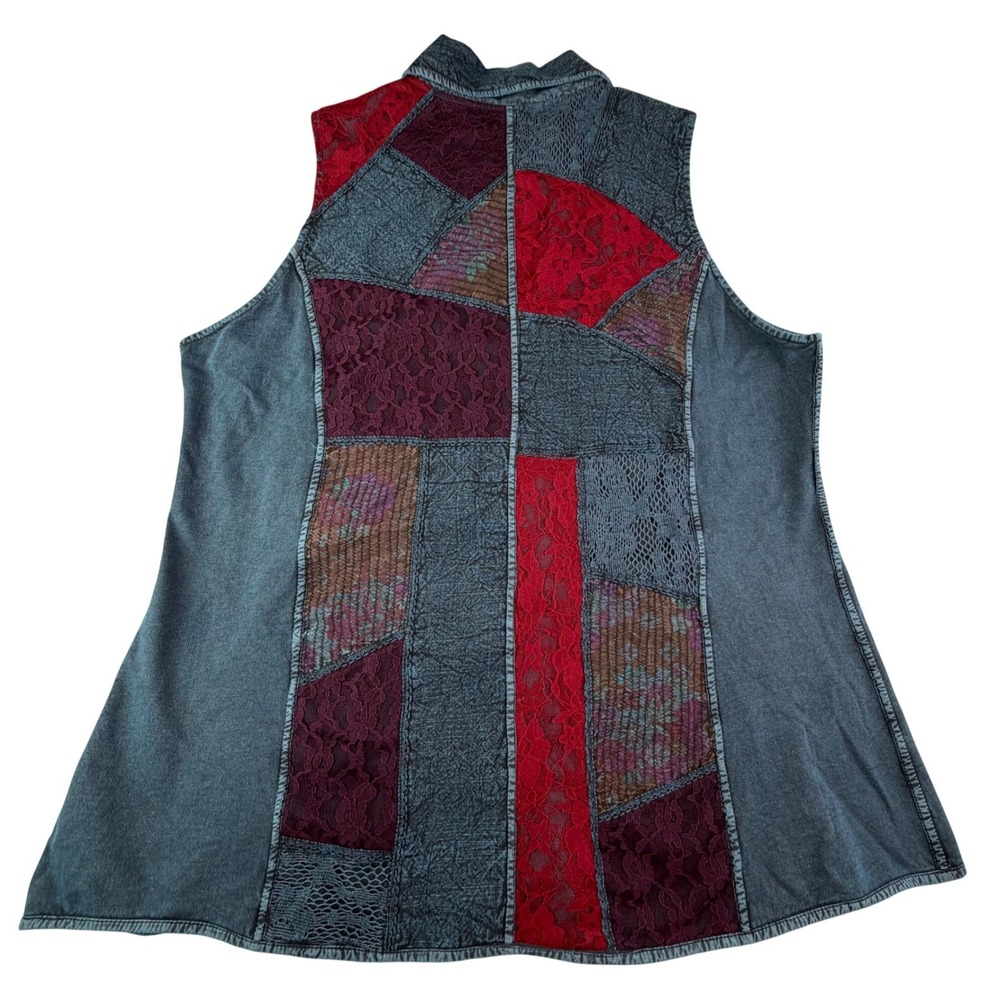 Parsley & Sage Reversible Patchwork Lace Art to Wear‎ Boho Vest XL Festival - Picture 2 of 16